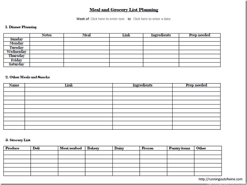 blank template meal planning worksheet