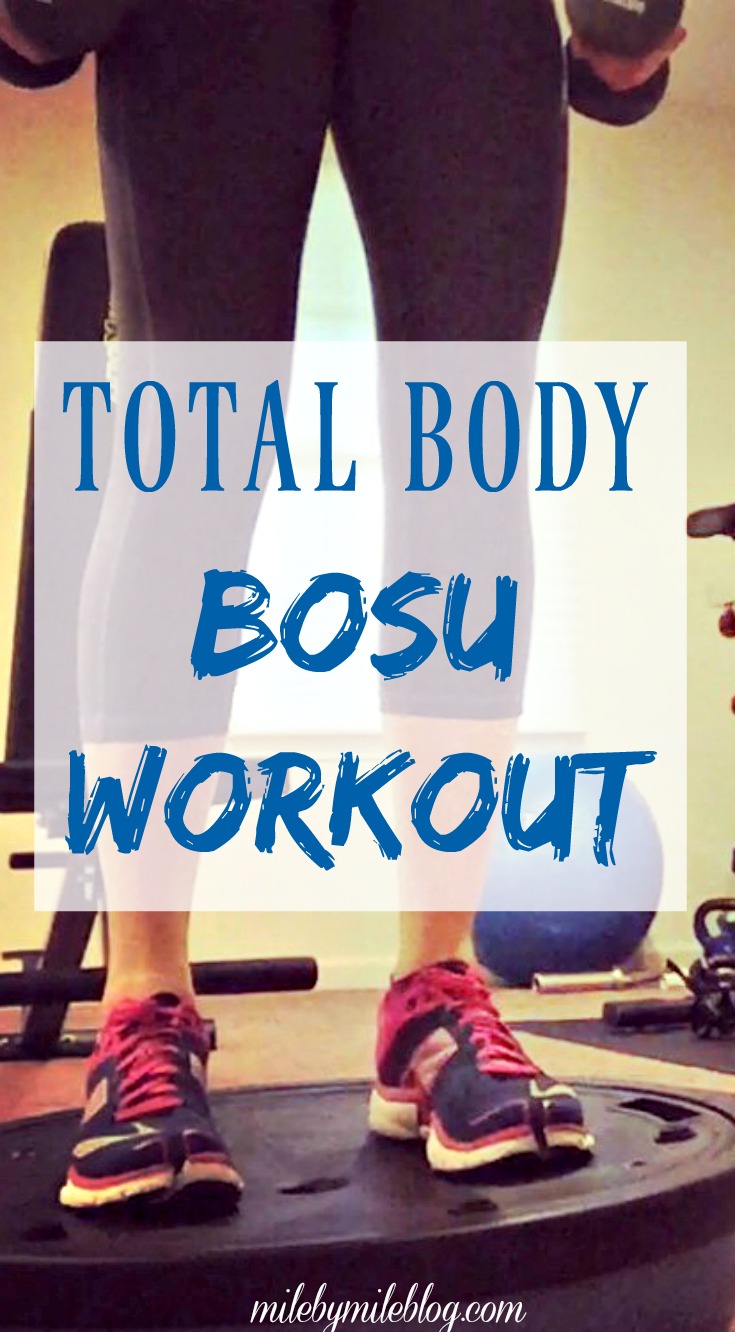 A total body workout that uses the bosu and focused on strength training with cardio intervals