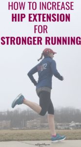 Having enough range of motion in the hip flexors is extremely important for runners, and something many of us struggle with. Click post to read some ways to increase hip extension to make sure we can run healthy and strong! #injuryprevention #runstrong #hipstretch #running