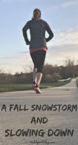 A fall snowstorm and slowing down
