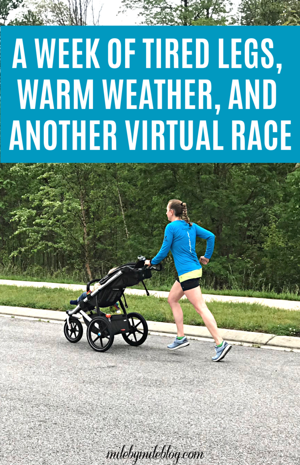 This was a week of tired legs, warm weather, and another virtual race. Heavier lifting left my legs tired and I was not prepared for the onset of heat and humidity. Check out the post to read more about my workouts from last week. #running #workouts #fitness