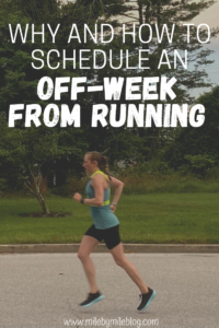 Runners should schedule an off-week from running a few times a year. Often this happens after a big race, but if you aren't racing it is important to look at your overall training and plan in off-weeks to reset and recover. Planning out your training over the course of a year can help you make more progress overall and prevent injury and burnout.
