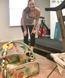 involve your kids in your running by letting them play in your workout area