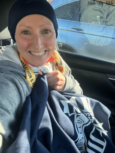 after race in car with blanket