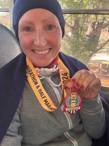 race medal and blanket